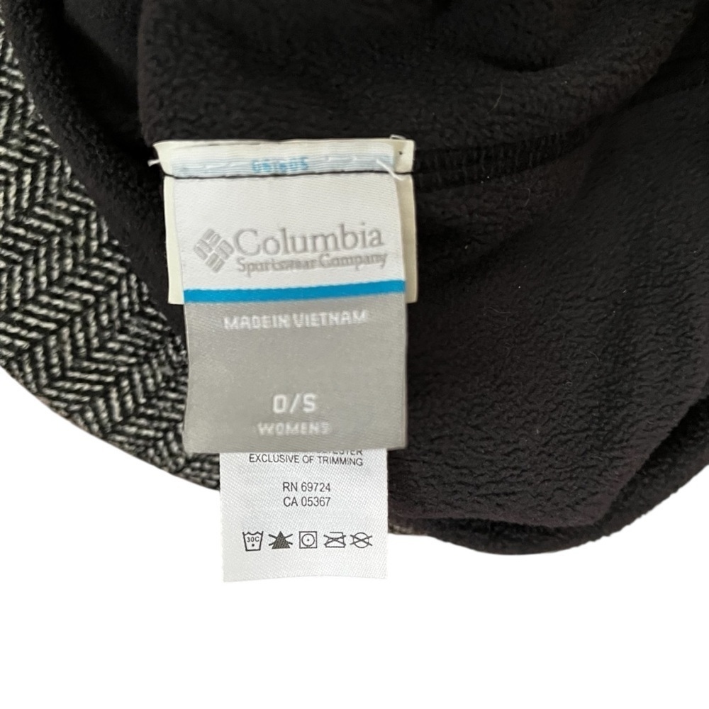 Columbia Black Gray Beanie Women’s One Size 100% Polyester Fleece Lined - Picture 3 of 5